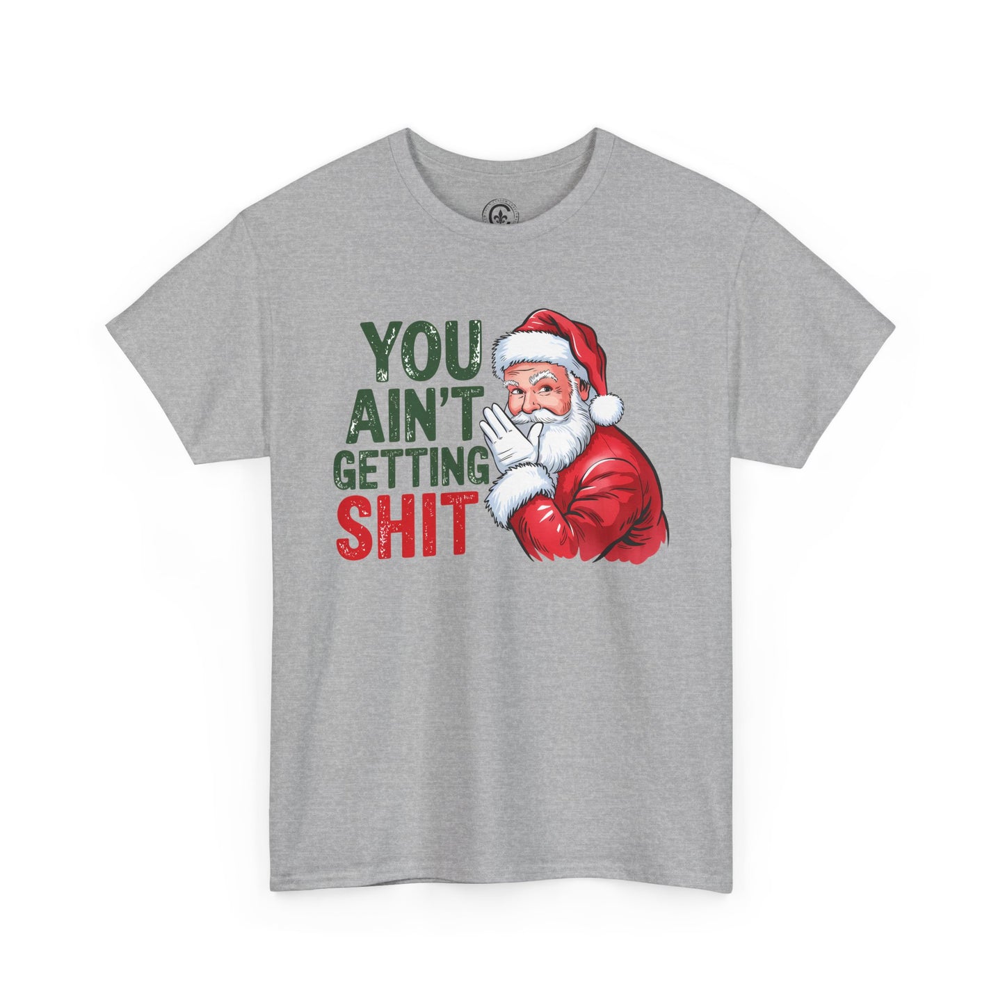 Funny Christmas Tee - Unisex Heavy Cotton Shirt - Holiday Humor, Gift for Grumpy Friends, Santa Design, Casual Wear, Christmas Party