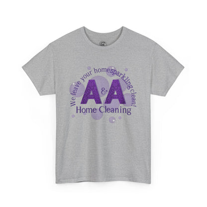 A&A Cleaning Services, Logo, Purple on Gold Crew Neck unisex tshirt, Gildan
