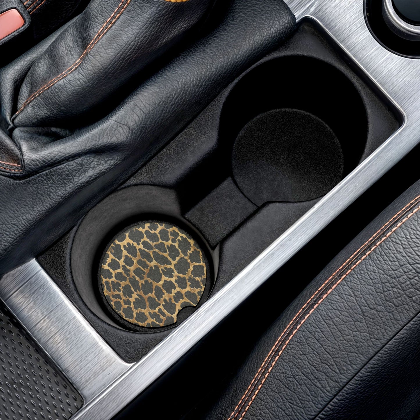 Stylish Soapstone Car Coaster, leopard print