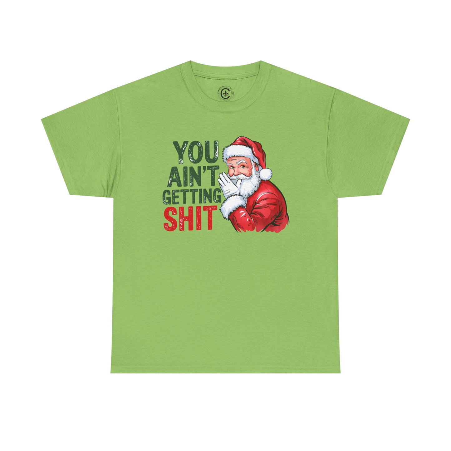 Funny Christmas Tee - Unisex Heavy Cotton Shirt - Holiday Humor, Gift for Grumpy Friends, Santa Design, Casual Wear, Christmas Party