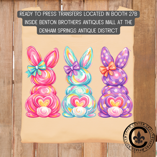 Three Bunnies dtf transfer, tshirt, tumbler, jewelry