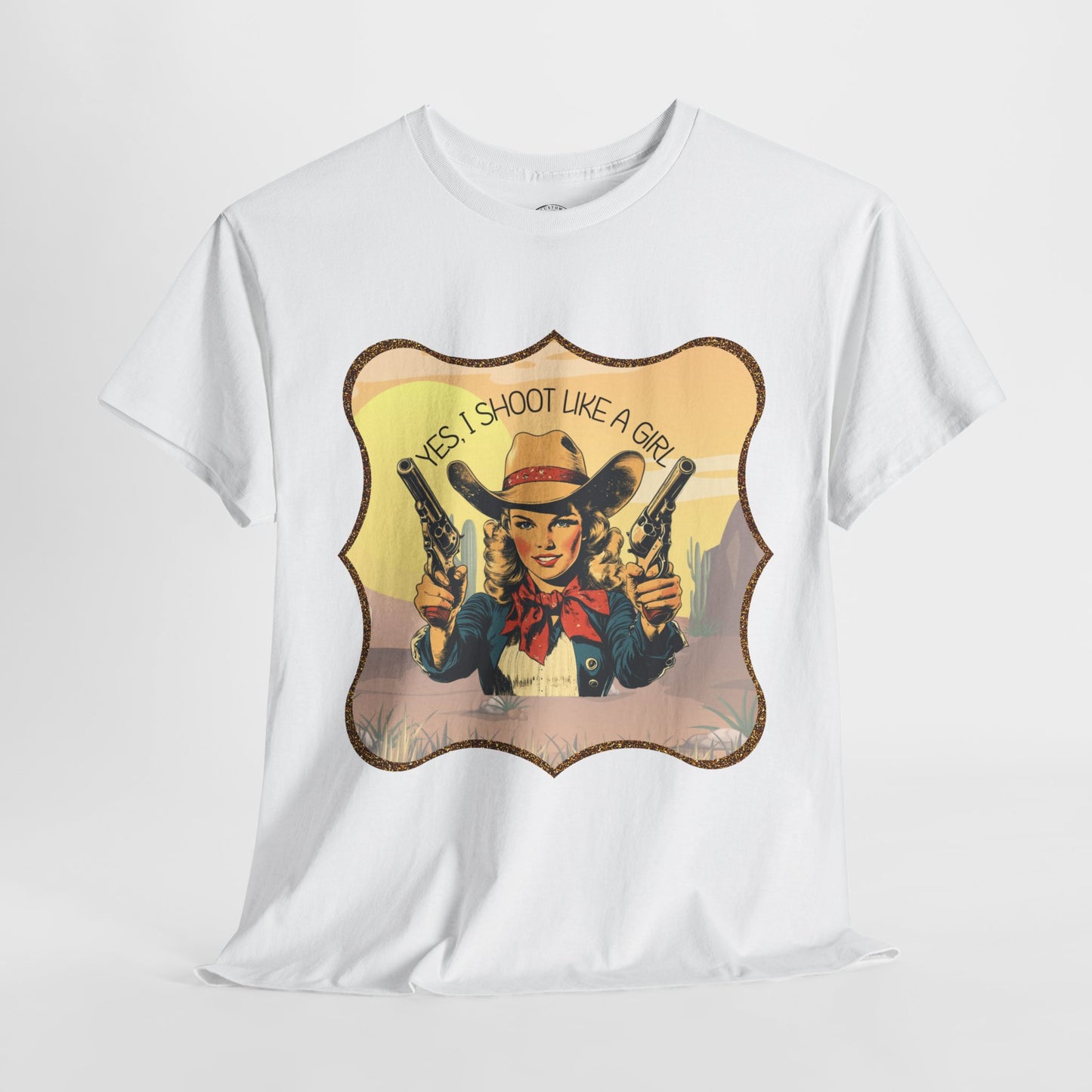 Personalized, Western Style Graphic Tee - "Yes, I Shoot Like A Girl", Cowgirl Shirt, Gift for Her, Feminist Apparel, Casualwear, Rodeo Outfit