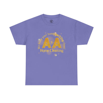 A&A Cleaning Services, Logo, Gold on Purple Crew Neck unisex tshirt, Gildan