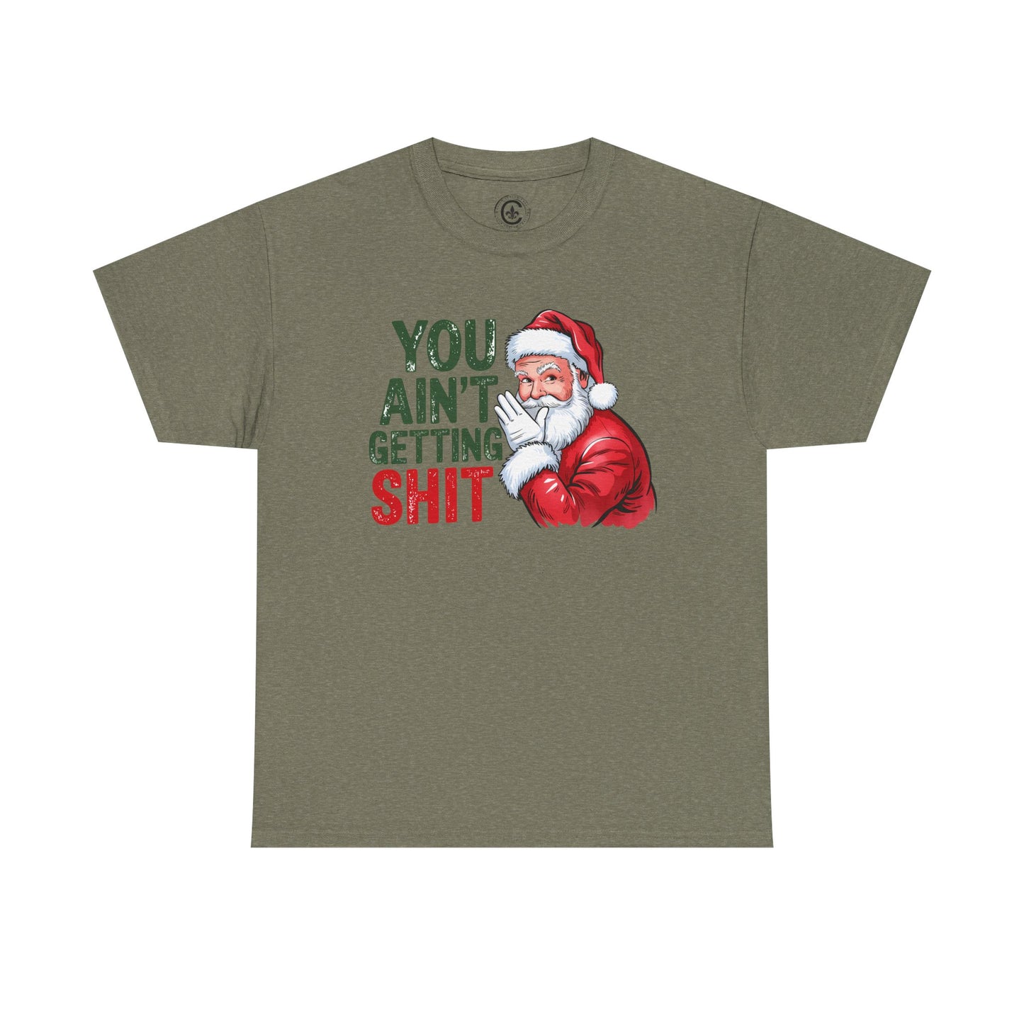 Funny Christmas Tee - Unisex Heavy Cotton Shirt - Holiday Humor, Gift for Grumpy Friends, Santa Design, Casual Wear, Christmas Party