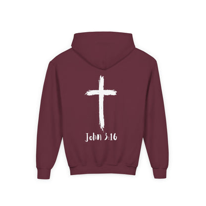 Thank you Jesus, John 3:16 Youth Heavy Blend Hooded Sweatshirt, Thank U Jesus Faith Hoodie, Christian Youth Apparel, Religious Gift for Teens, John 3:16 Inspired