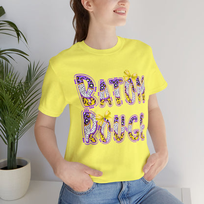 Baton Rouge Graphic Tee, Cute Font, Purple and Gold, LSU, Tigers, Football, Baseball, Team