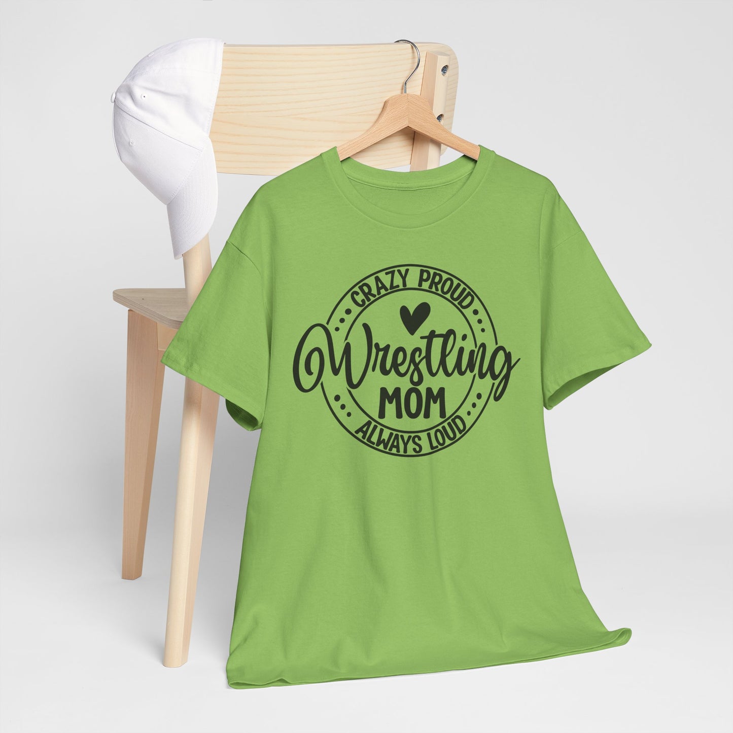 Wrestling Mom Tee, Unisex Heavy Cotton Tee, Proud Mom Shirt, Gift for Wrestling Moms, Sports Apparel, Birthday Gift