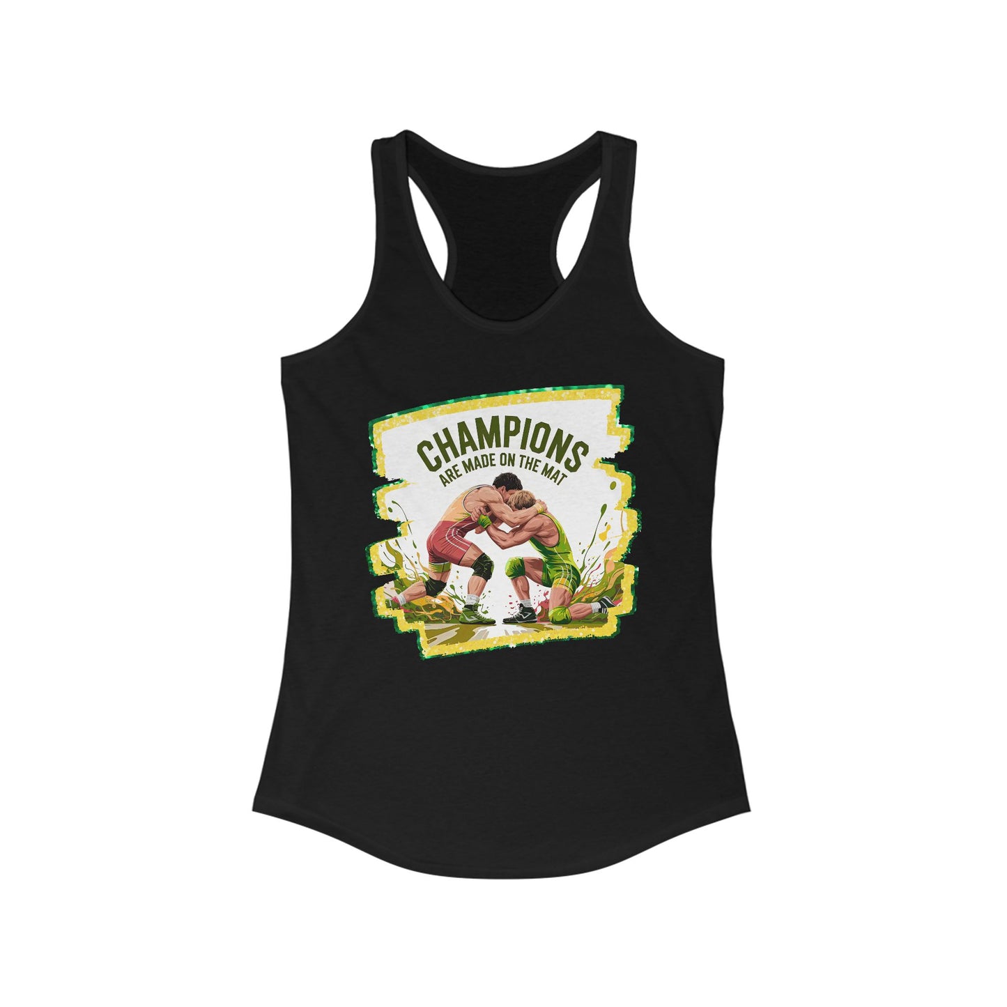 Green and Gold, Wrestling, Women's Racerback Tank - Perfect for Game Day, Workout, Casual Wear, Sports Events, Gifts