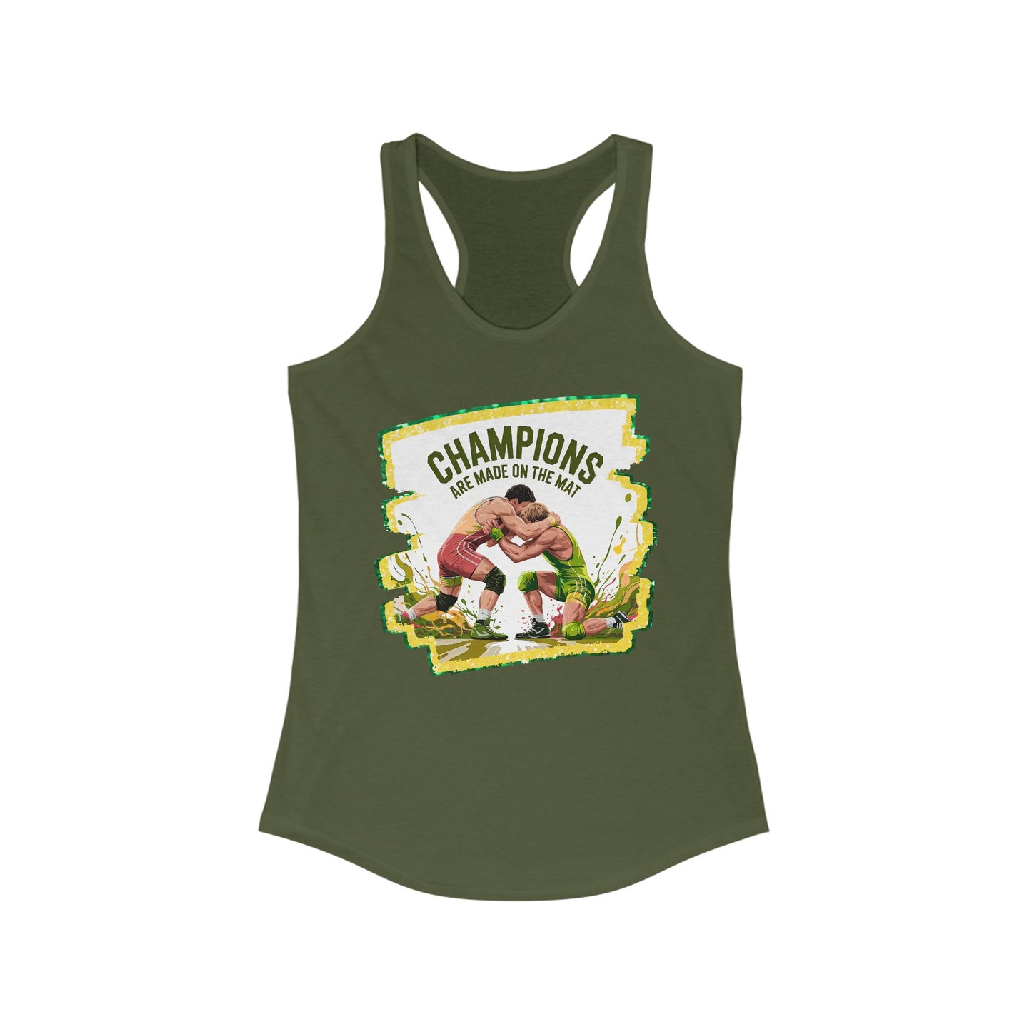 Green and Gold, Wrestling, Women's Racerback Tank - Perfect for Game Day, Workout, Casual Wear, Sports Events, Gifts