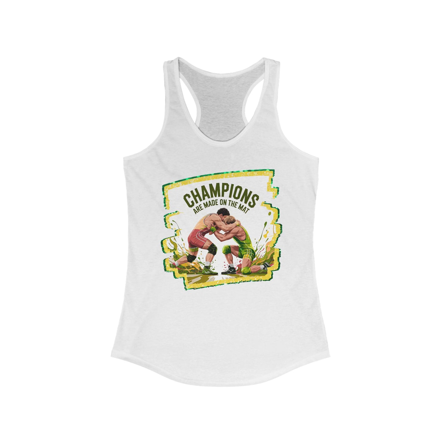 Green and Gold, Wrestling, Women's Racerback Tank - Perfect for Game Day, Workout, Casual Wear, Sports Events, Gifts