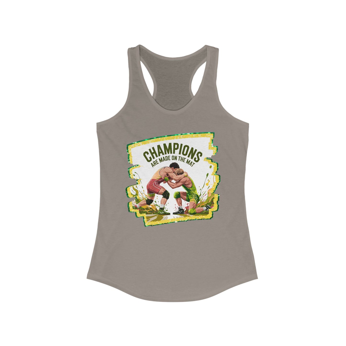 Green and Gold, Wrestling, Women's Racerback Tank - Perfect for Game Day, Workout, Casual Wear, Sports Events, Gifts