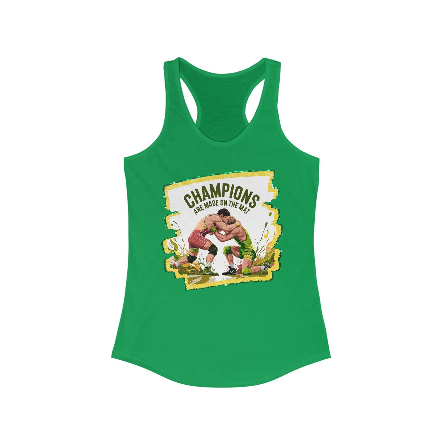 Green and Gold, Wrestling, Women's Racerback Tank - Perfect for Game Day, Workout, Casual Wear, Sports Events, Gifts