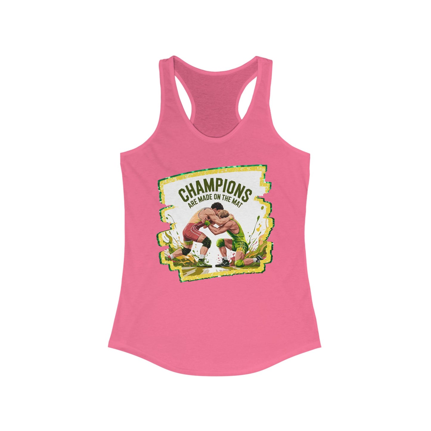 Green and Gold, Wrestling, Women's Racerback Tank - Perfect for Game Day, Workout, Casual Wear, Sports Events, Gifts