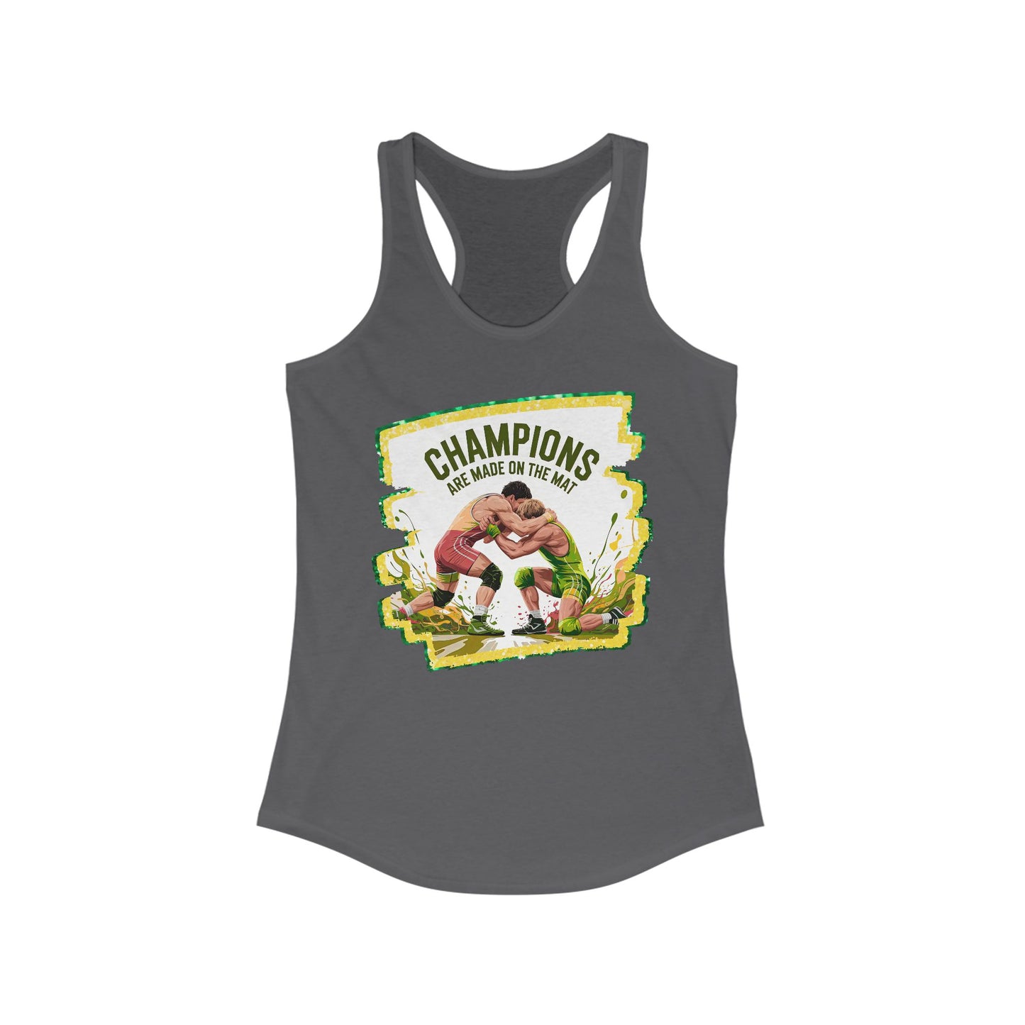 Green and Gold, Wrestling, Women's Racerback Tank - Perfect for Game Day, Workout, Casual Wear, Sports Events, Gifts