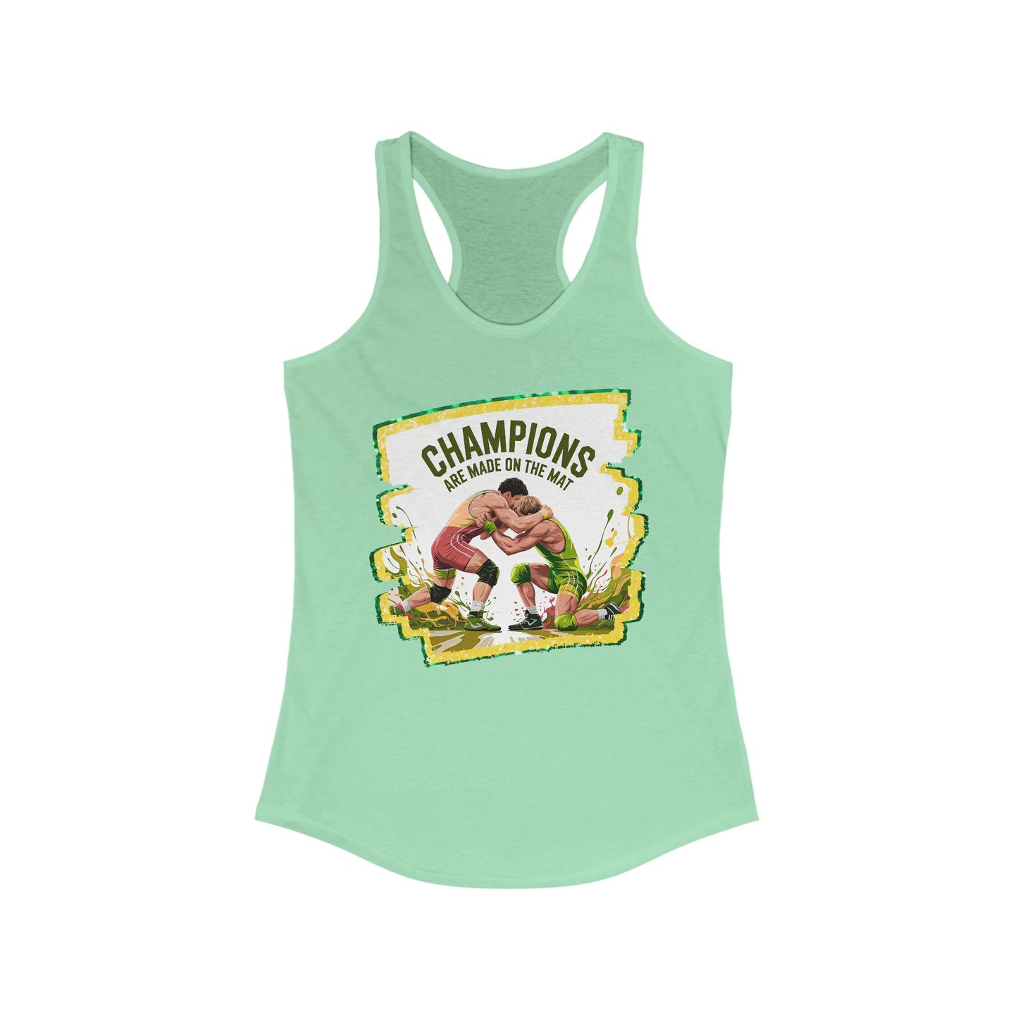 Green and Gold, Wrestling, Women's Racerback Tank - Perfect for Game Day, Workout, Casual Wear, Sports Events, Gifts