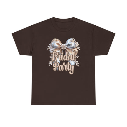 Bridal Party Bow Unisex Heavy Cotton Tee, Wedding Gift, Bridal Shower Tee, Engagement Outfit, Bachelorette Party Apparel