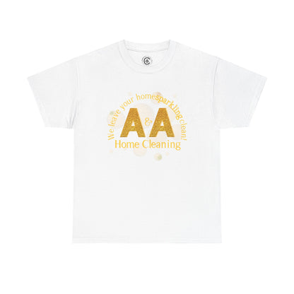 A&A Cleaning Services, Logo, Gold on Purple Crew Neck unisex tshirt, Gildan