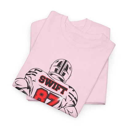 Swift 87 Unisex Heavy Cotton Tee, Football Fan Shirt, KC Chiefs, Kelce, Swiftie, Engaged