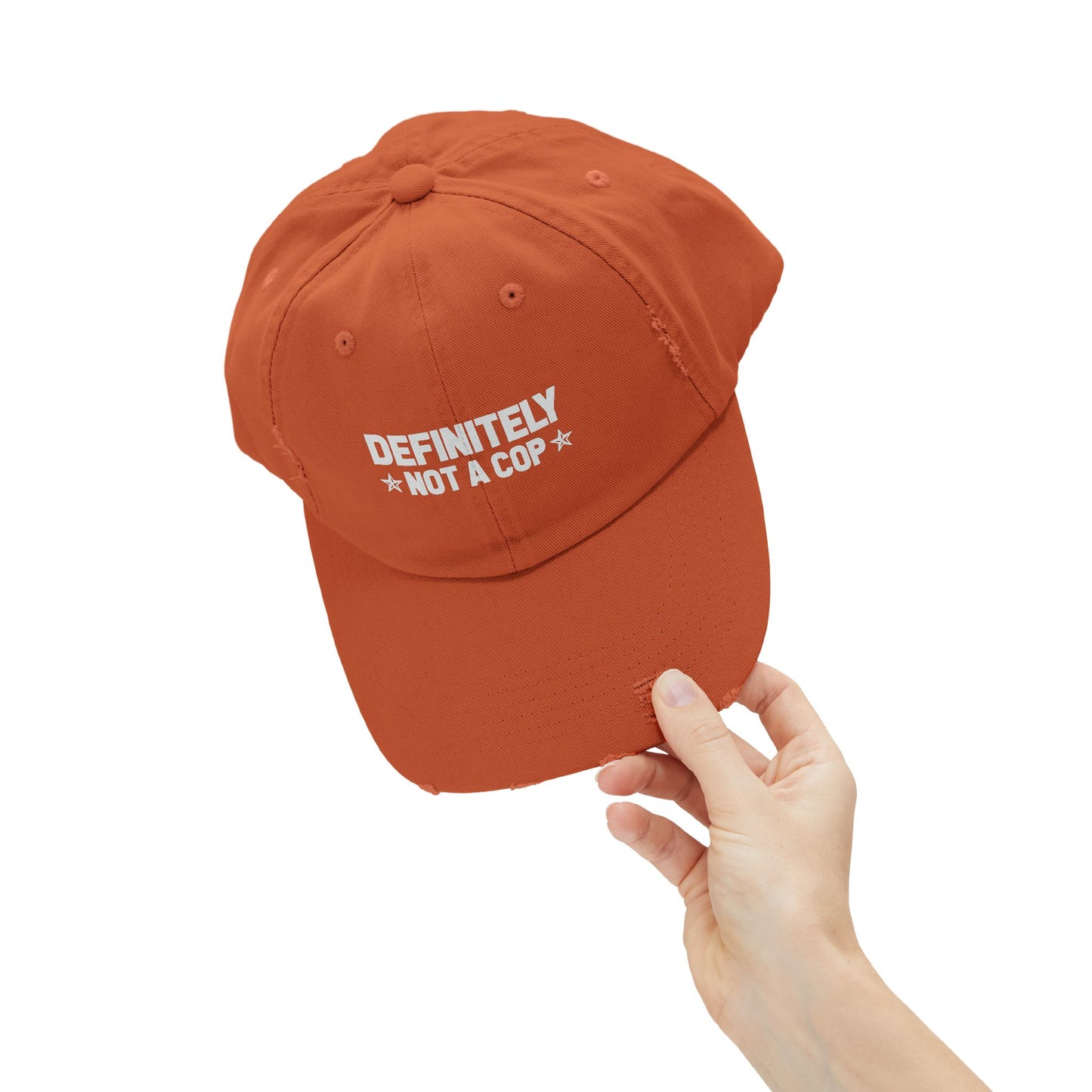 Definitely NOT a cop, Unisex Distressed Cap, Funny Hat, Casual Gift, Everyday Wear, Cool Accessory, Adjustable Cap