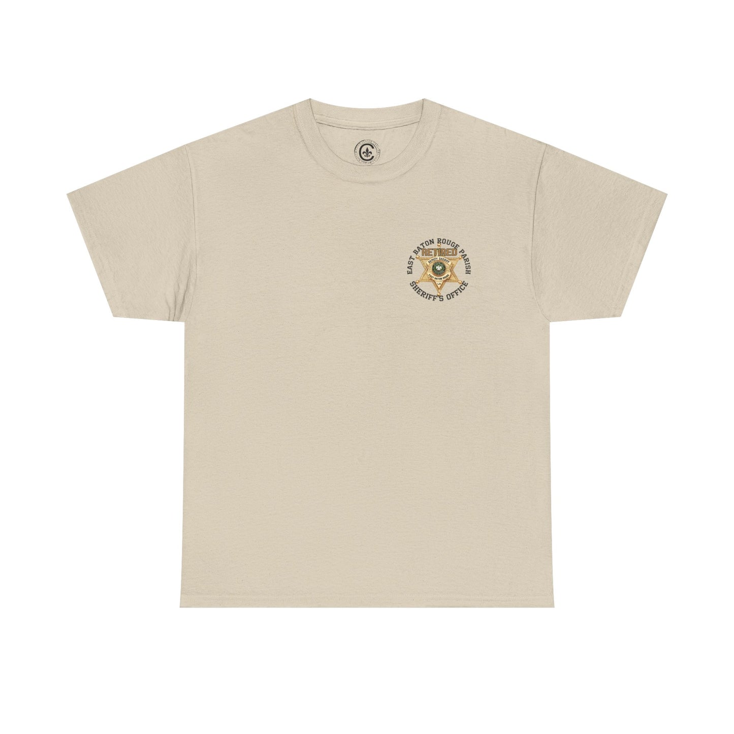 Pocket Front, Design on Back EBRSO Badge Retired Sheriff Heavy Cotton Tee, Unisex Tee, Law Enforcement Gift, Retirement Celebration T-shirt