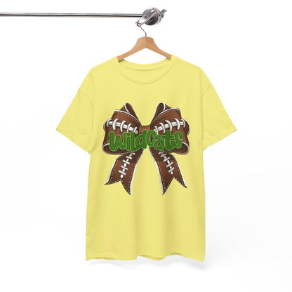 Wildcats Football Bow Unisex Heavy Cotton Tee | Sportswear, Team Spirit, Casual Wear, Gifts for Fans, Game Day Outfit