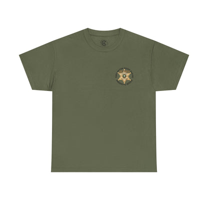Pocket Front, Design on Back EBRSO Badge Retired Sheriff Heavy Cotton Tee, Unisex Tee, Law Enforcement Gift, Retirement Celebration T-shirt