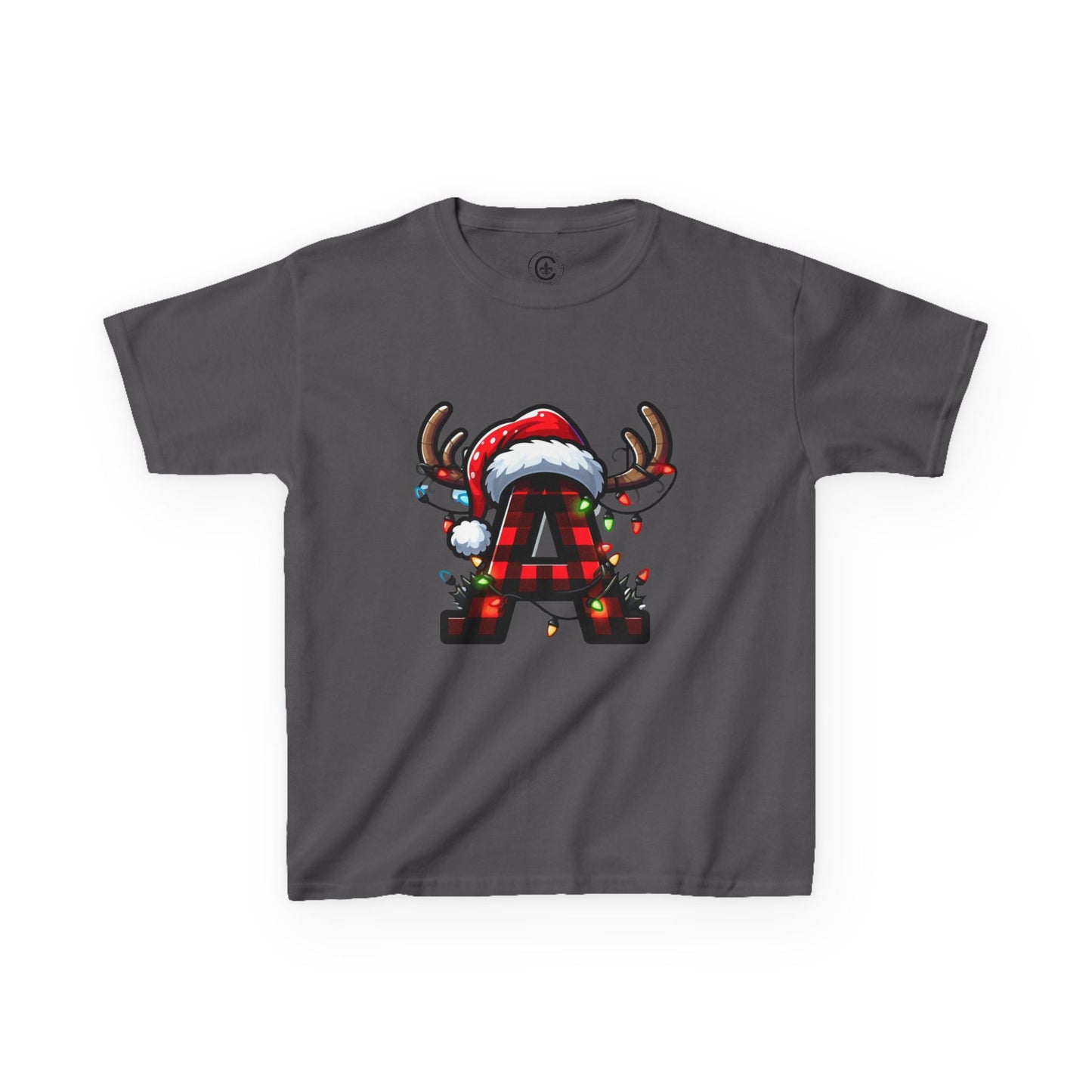 Letter A, Christmas Themed Kids Tee, Holiday Gift for Children, Personalized Holiday Shirt, Kids Holiday Outfit, Family Matching