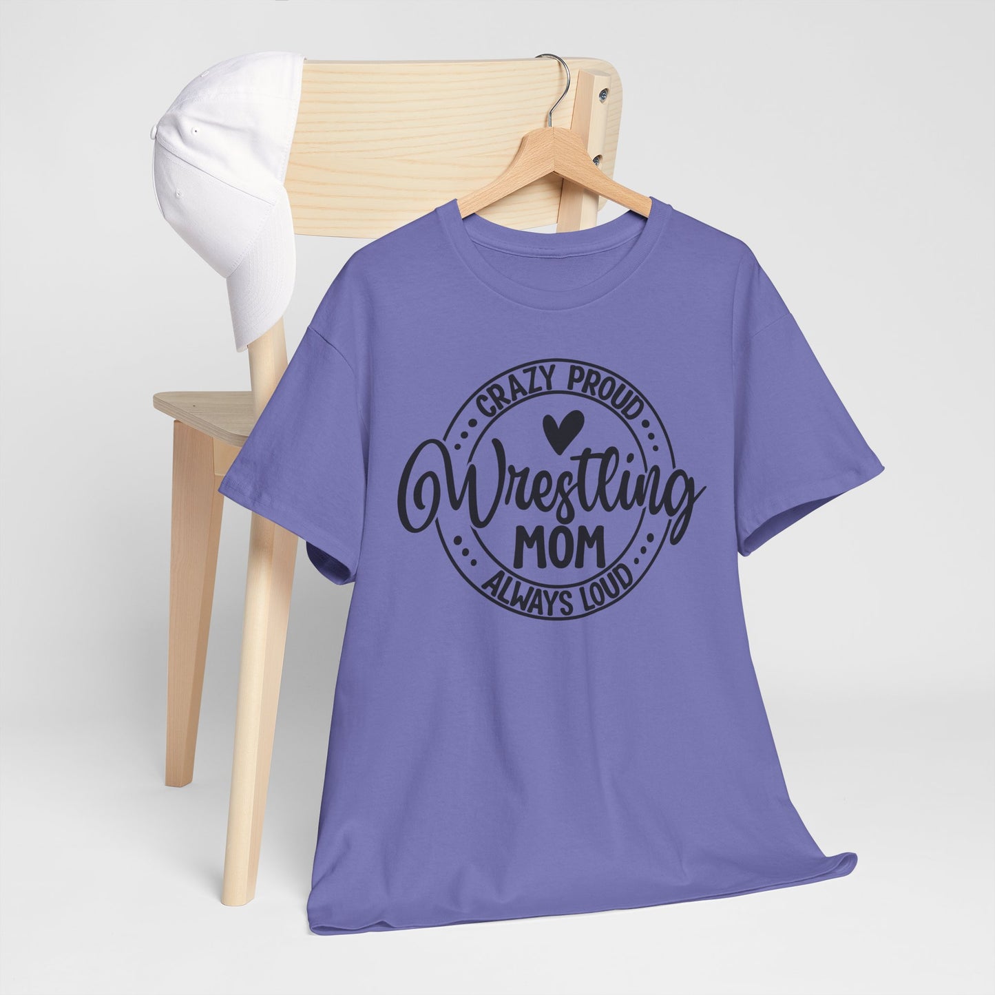 Wrestling Mom Tee, Unisex Heavy Cotton Tee, Proud Mom Shirt, Gift for Wrestling Moms, Sports Apparel, Birthday Gift