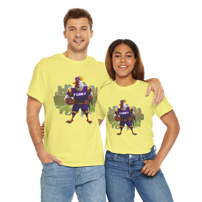F-CAW-F Football Rooster, Purple and Gold , Sporty Unisex Heavy Cotton Tee