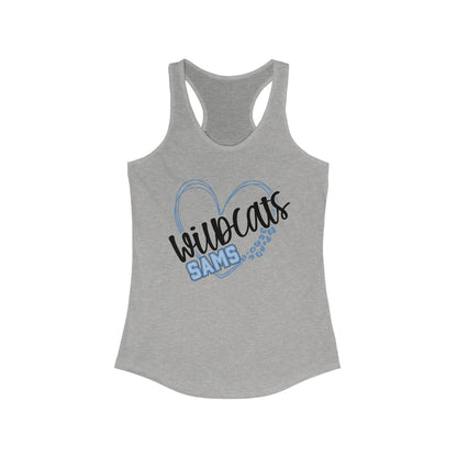 SAMS Wildcats Heart Racerback Tank - Perfect for Summer, Sports, Gifts, Casual Wear, College Events, Team Spirit