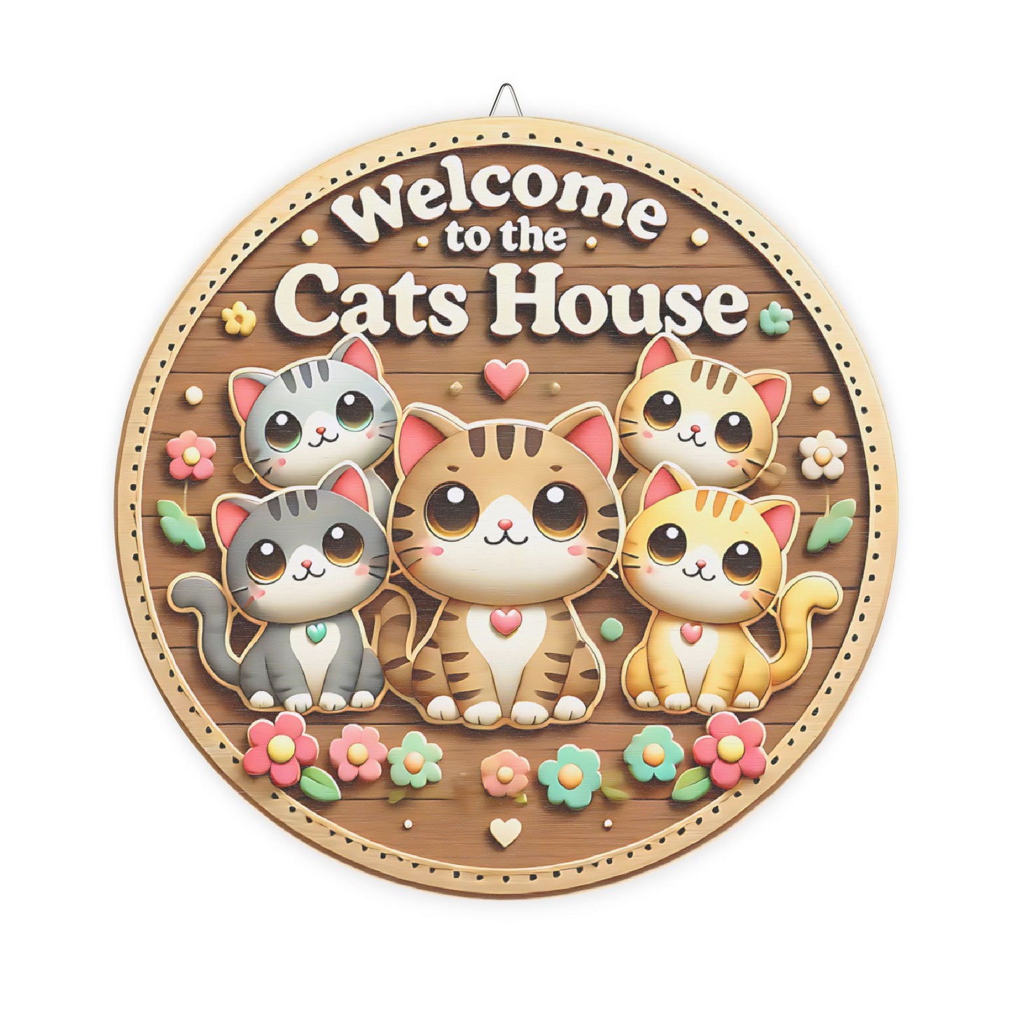 Cute Cat-Themed Wooden Sign, Welcome to the Cats House Decor, Pet Lover Gift, Home Decoration, Cat Lover Wall Art, Kitten Wall Hanging