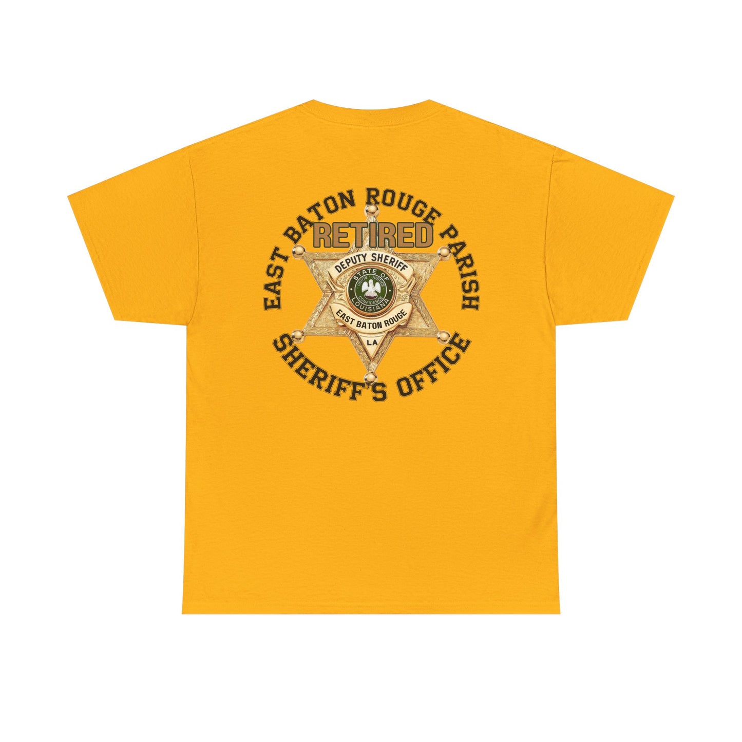 Pocket Front, Design on Back EBRSO Badge Retired Sheriff Heavy Cotton Tee, Unisex Tee, Law Enforcement Gift, Retirement Celebration T-shirt
