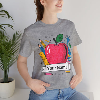 Personalized Teacher T-Shirt, Custom Apple Tee, Back to School Gift,