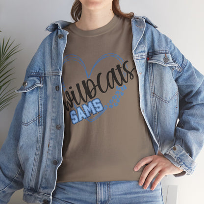 SAMS Wildcats Love Unisex Tee, Cute Cotton Shirt, School Spirit Apparel, Family Gatherings, Casual Wear, Gift for Students, Personalized Designs