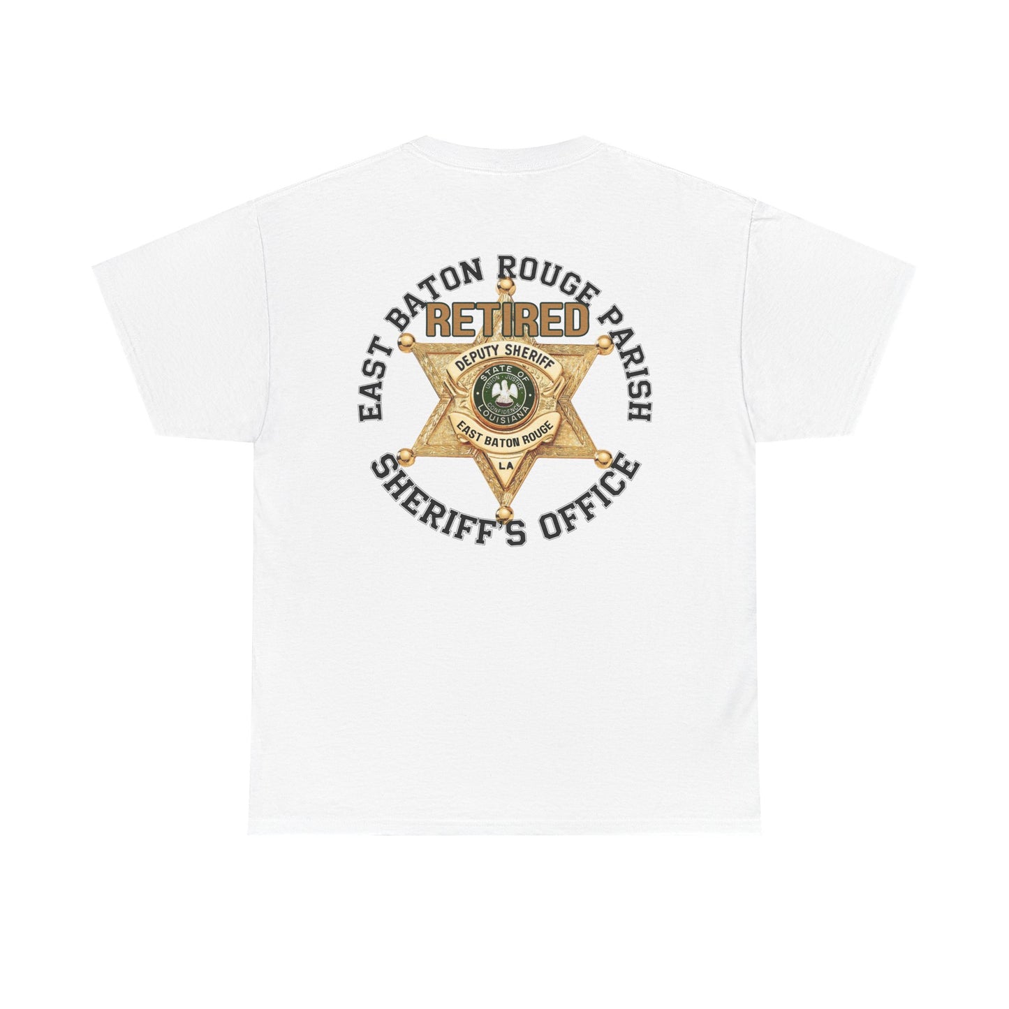 Pocket Front, Design on Back EBRSO Badge Retired Sheriff Heavy Cotton Tee, Unisex Tee, Law Enforcement Gift, Retirement Celebration T-shirt