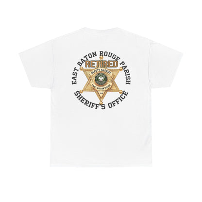 Pocket Front, Design on Back EBRSO Badge Retired Sheriff Heavy Cotton Tee, Unisex Tee, Law Enforcement Gift, Retirement Celebration T-shirt