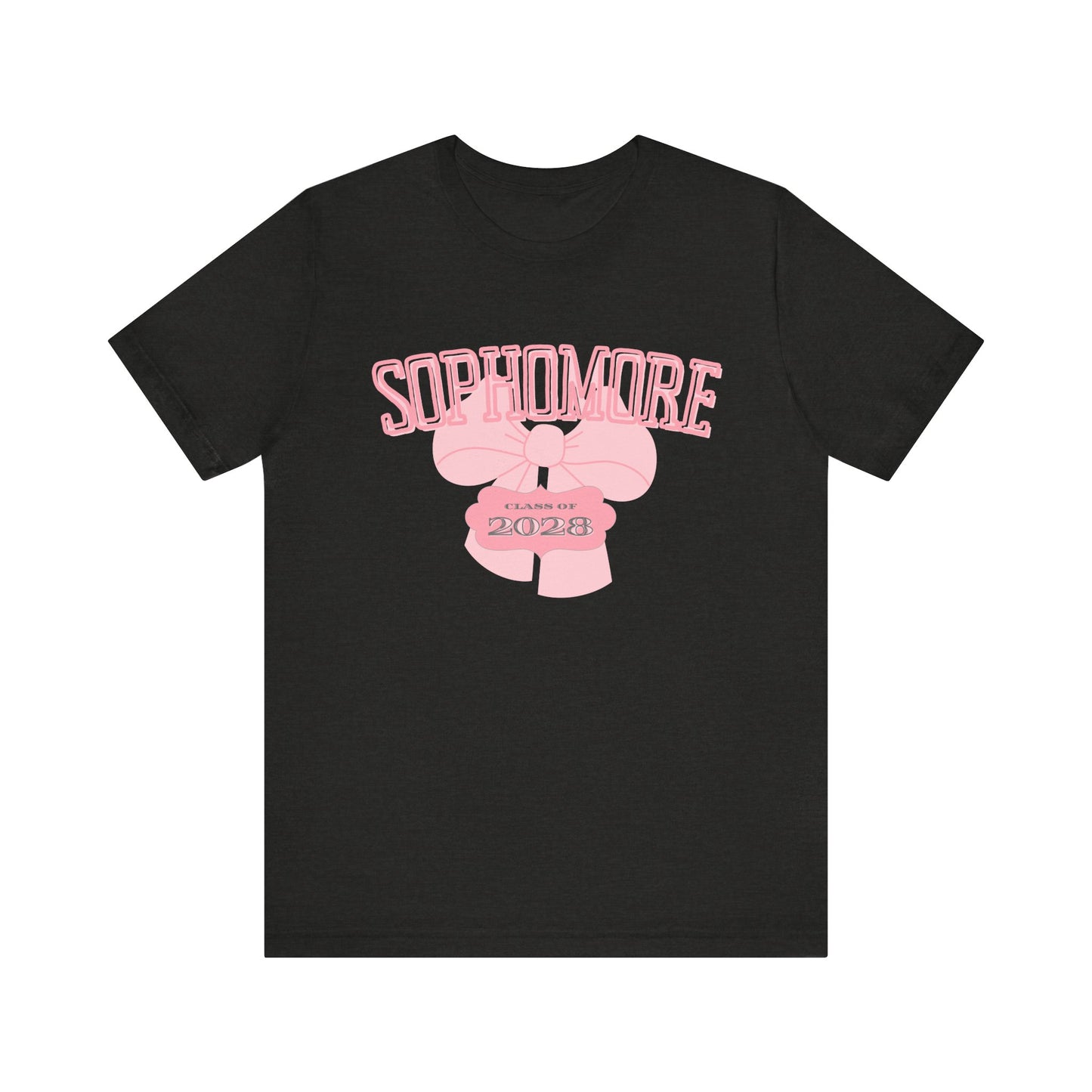 Sophomore Class of 2028 Bow Graphic Bella Canvas Tee, Cute College Shirt, Unisex Short Sleeve Top, Gift for Students, High School Graduation Apparel
