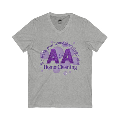 A&A, Purple Logo on a VNeck, Bella Canvas