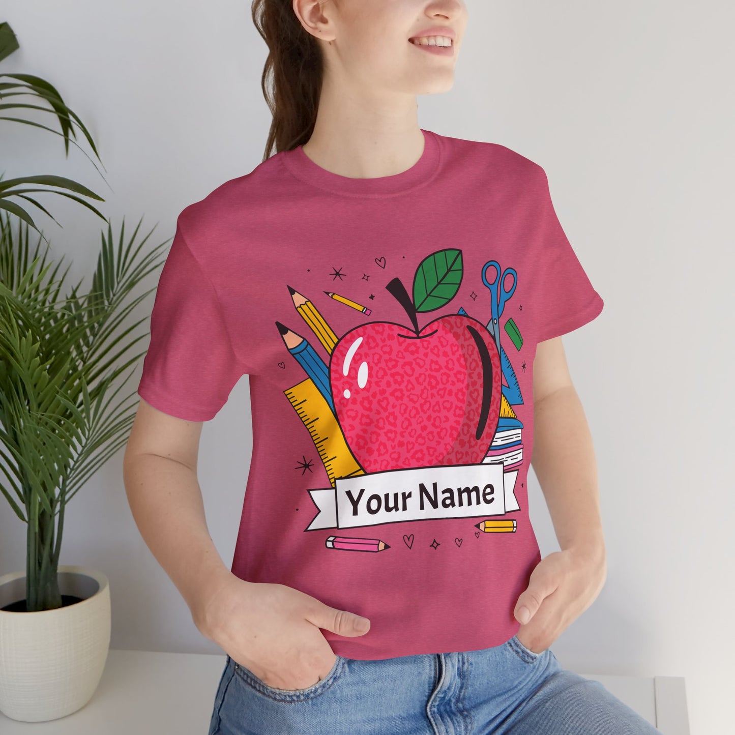 Personalized Teacher T-Shirt, Custom Apple Tee, Back to School Gift,