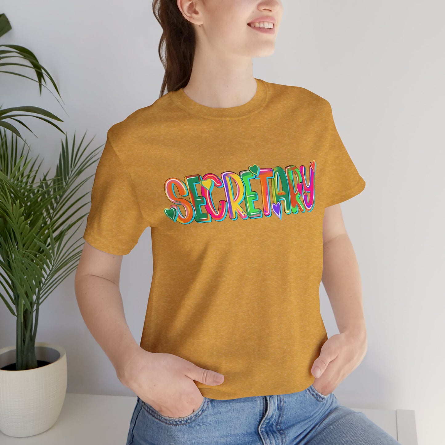 Colorful Secretary Unisex Tee, Fun School Admin