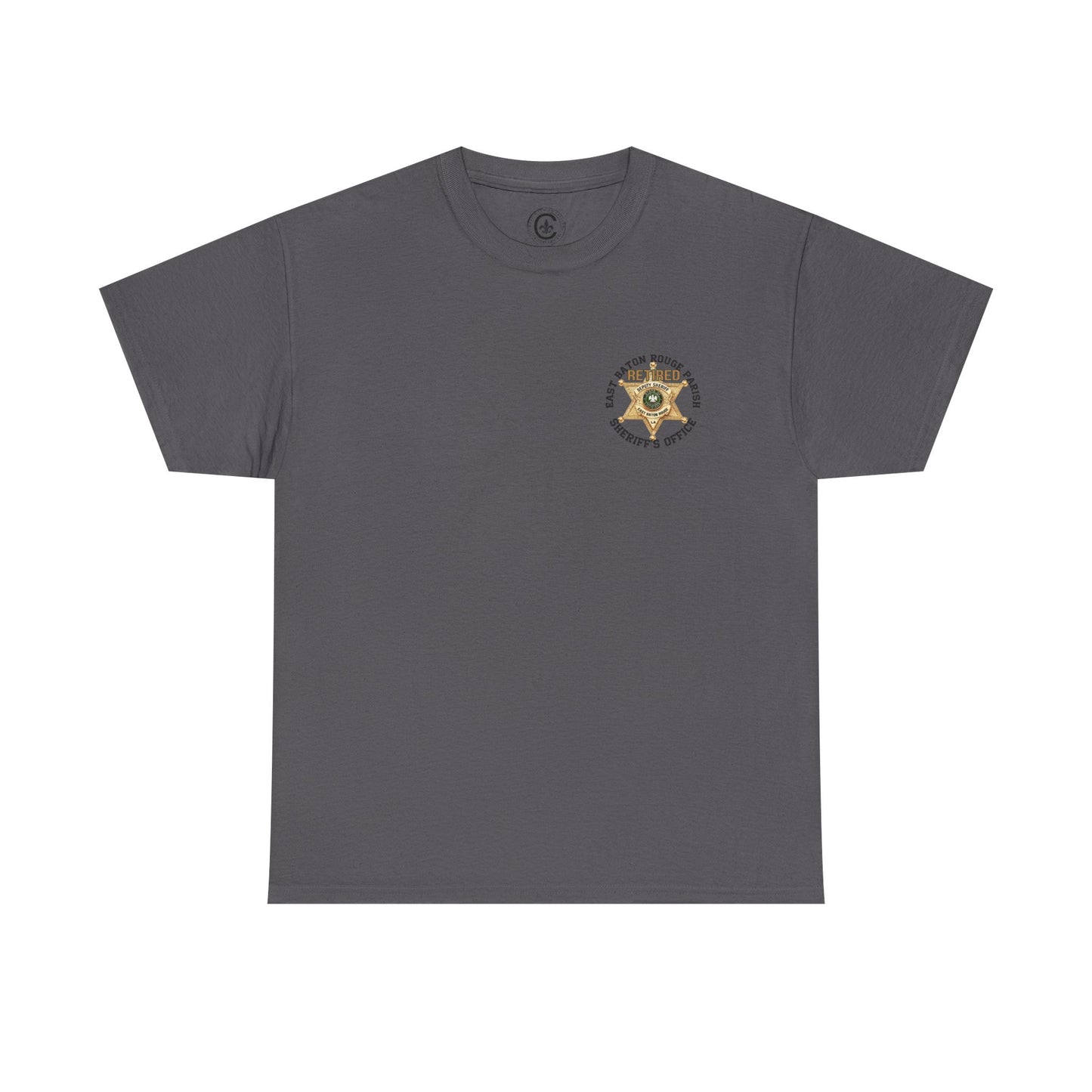 Pocket Front, Design on Back EBRSO Badge Retired Sheriff Heavy Cotton Tee, Unisex Tee, Law Enforcement Gift, Retirement Celebration T-shirt