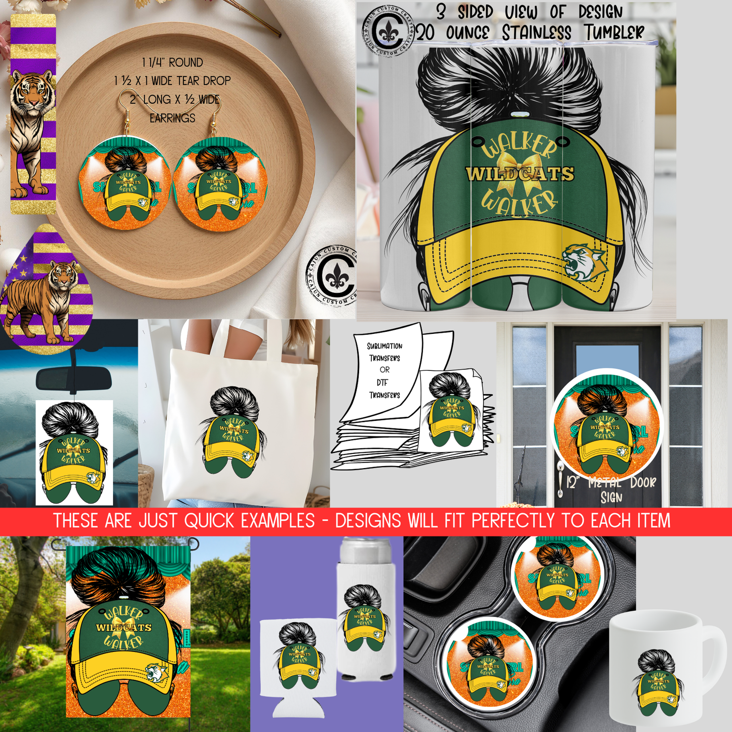 Messy Mom Bun, Cap and sunglasses, Walker Wildcats