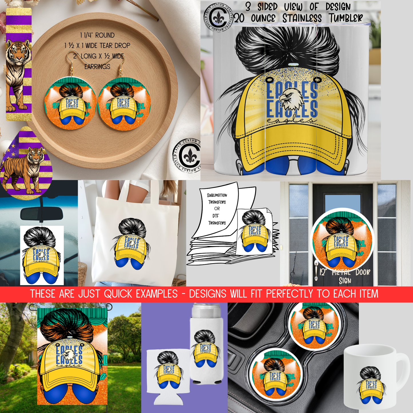 Messy Mom Bun, Cap and sunglasses, Live Oak Eagles