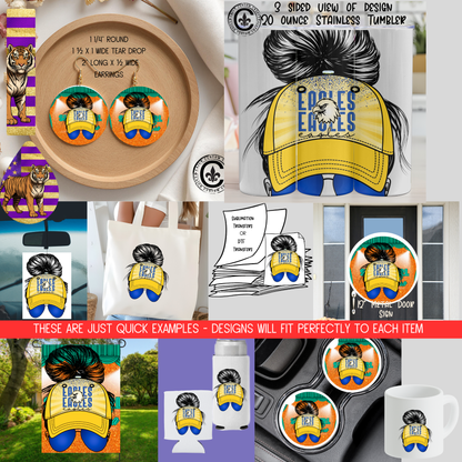 Messy Mom Bun, Cap and sunglasses, Live Oak Eagles