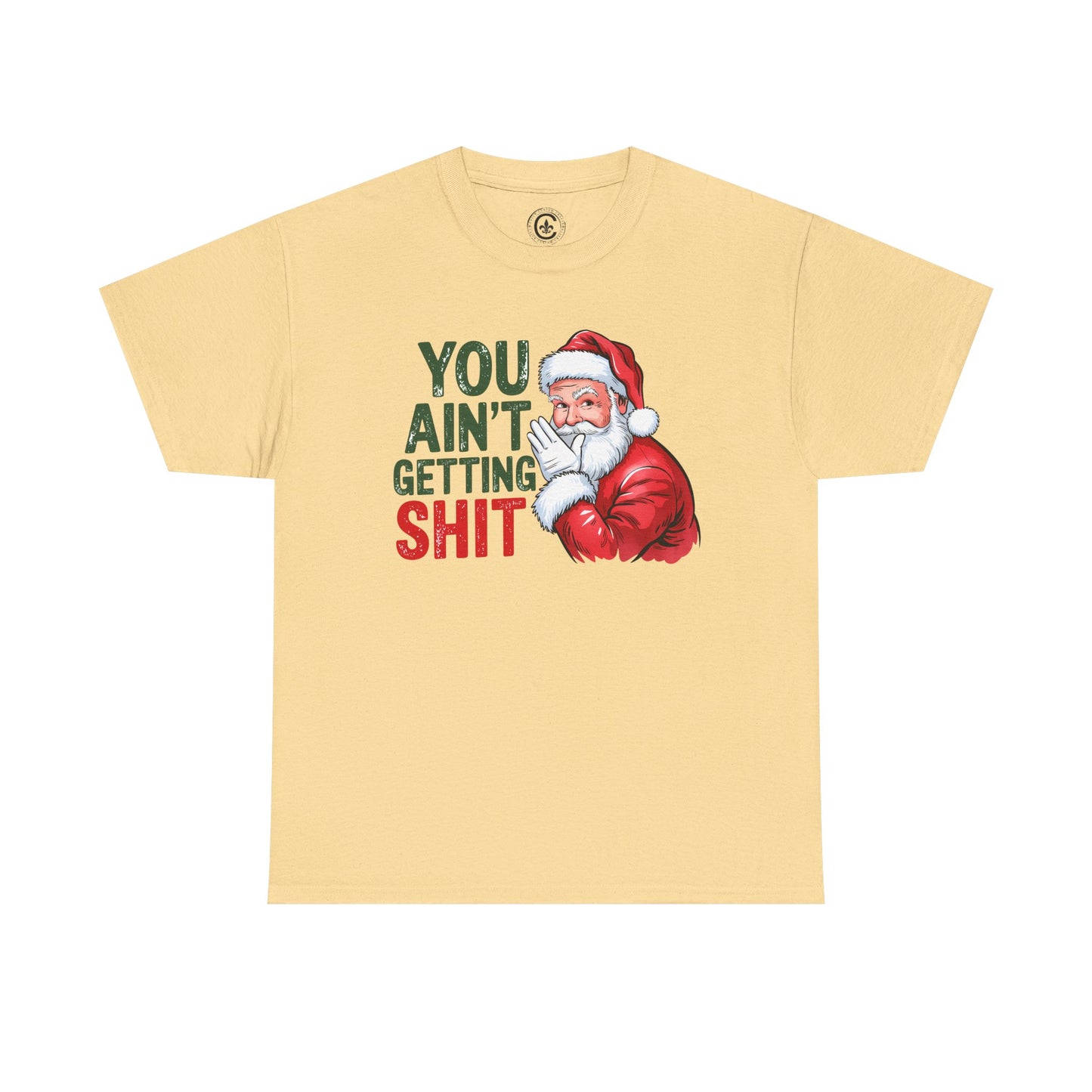 Funny Christmas Tee - Unisex Heavy Cotton Shirt - Holiday Humor, Gift for Grumpy Friends, Santa Design, Casual Wear, Christmas Party