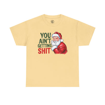 Funny Christmas Tee - Unisex Heavy Cotton Shirt - Holiday Humor, Gift for Grumpy Friends, Santa Design, Casual Wear, Christmas Party