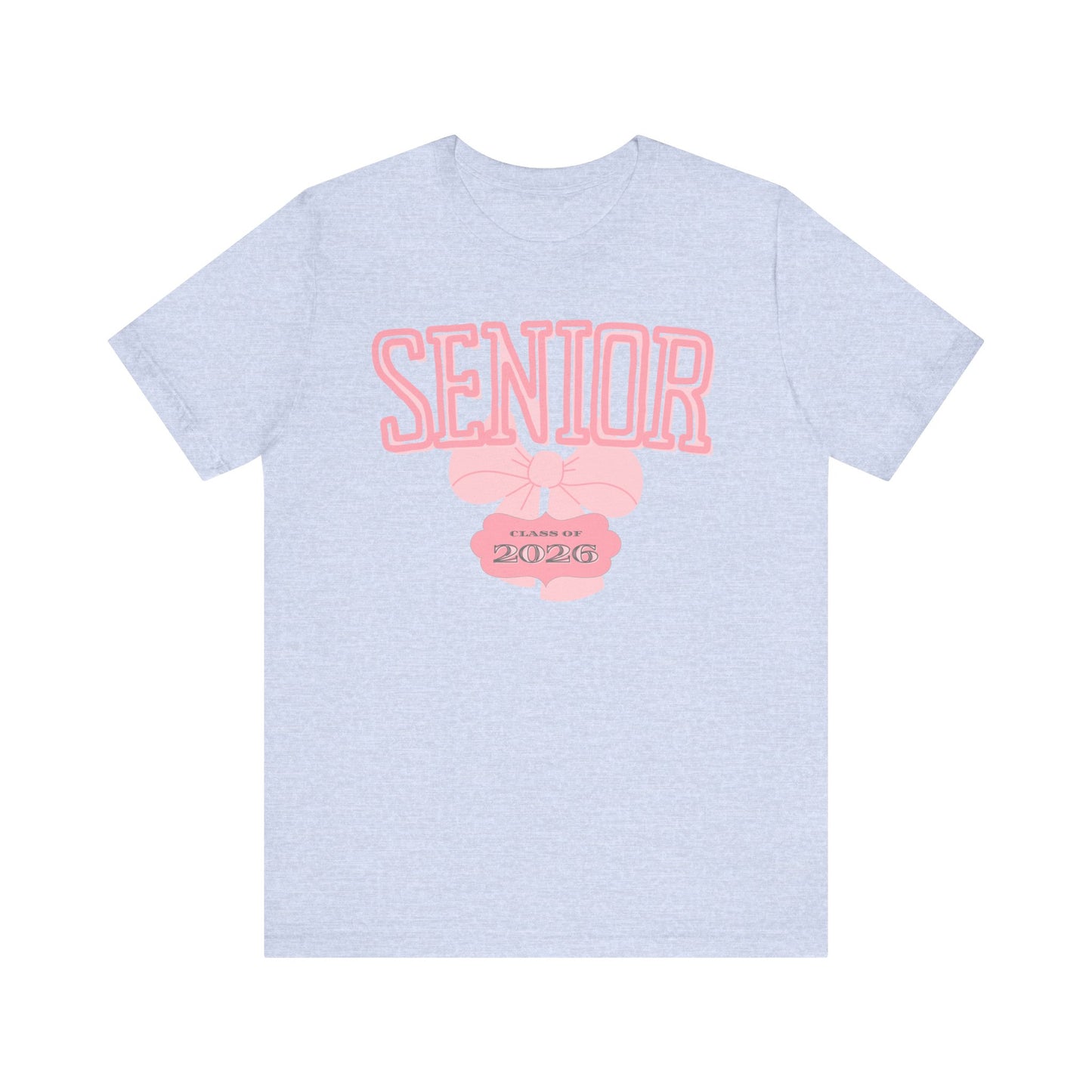 Senior Class of 2026 Bow Graphic Bella Canvas Tee, Cute College Shirt, Unisex Short Sleeve Top, Gift for Students, High School Graduation Apparel