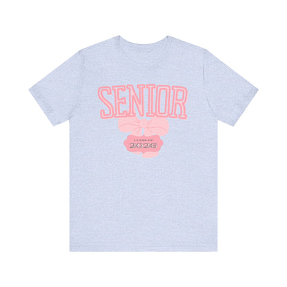 Senior Class of 2026 Bow Graphic Bella Canvas Tee, Cute College Shirt, Unisex Short Sleeve Top, Gift for Students, High School Graduation Apparel