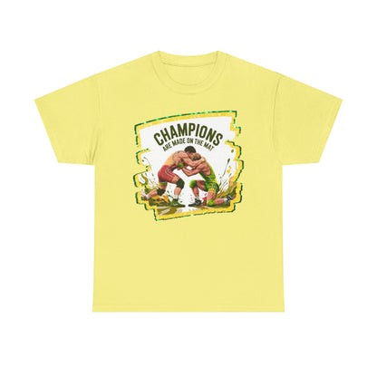 Green and Gold, Wrestling Heavy Cotton Tee, Unisex T-Shirt, Sports Fan Gear, Workout Shirt, Motivational Apparel