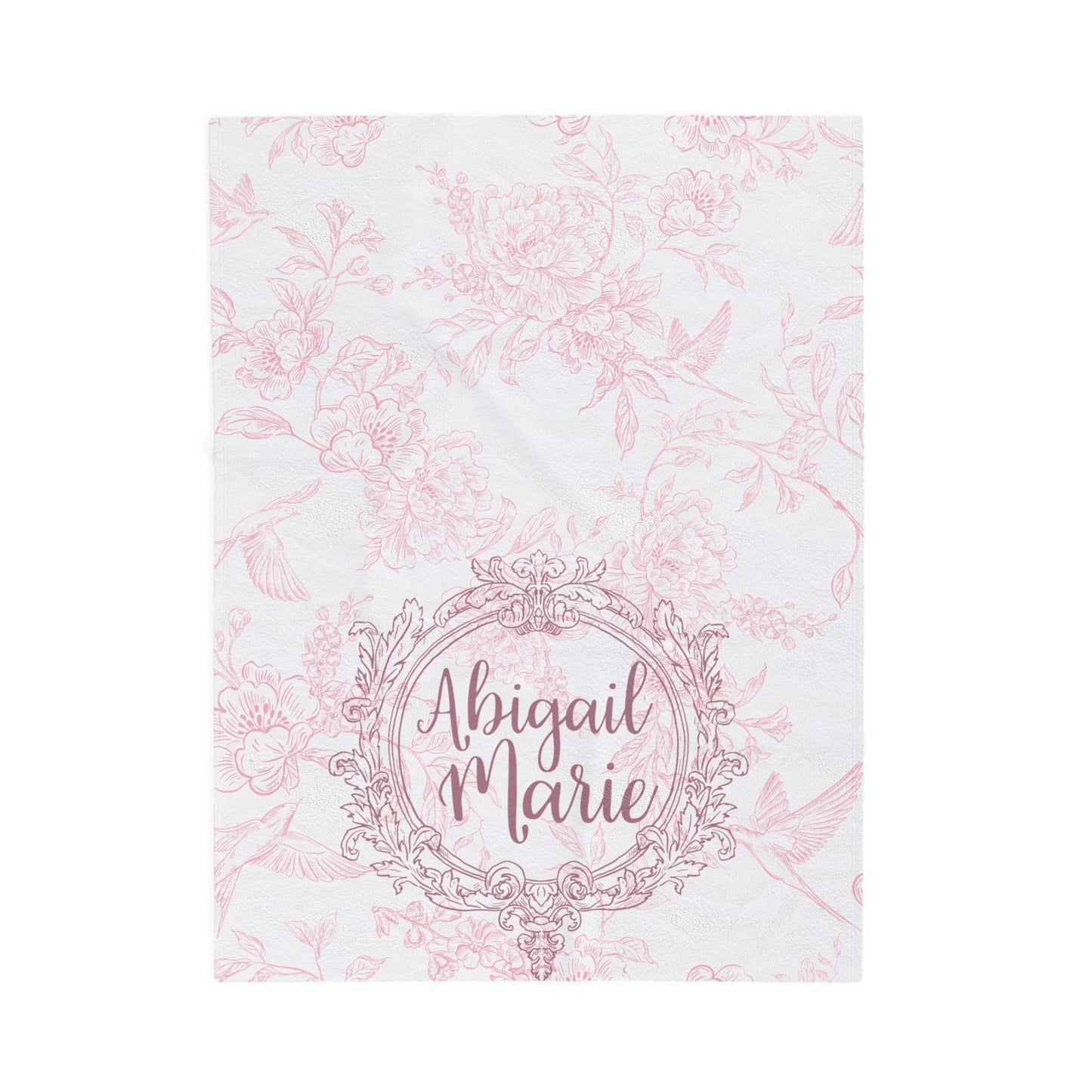 Personalized Velveteen Plush Blanket, Newborn, Baby, Nursery, Infant, Shower Gift, Hospital Blanket, pink floral